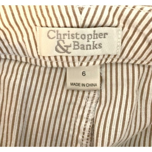 Christopher and Banks Womens Size 6 Beige White Striped Pants Straight Leg - Picture 4 of 4